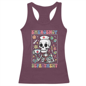 Emergency Department Skeleton Nurse Easter Racerback Tank Top ER Nursing Room TS02 Maroon Print Your Wear