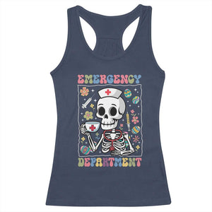 Emergency Department Skeleton Nurse Easter Racerback Tank Top ER Nursing Room TS02 Navy Print Your Wear