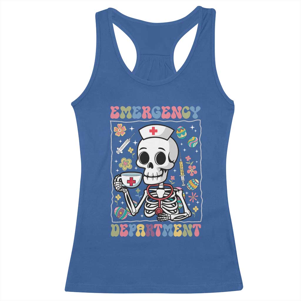 Emergency Department Skeleton Nurse Easter Racerback Tank Top ER Nursing Room TS02 Royal Blue Print Your Wear