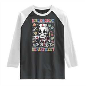Emergency Department Skeleton Nurse Easter Raglan Shirt ER Nursing Room TS02 Black White Print Your Wear