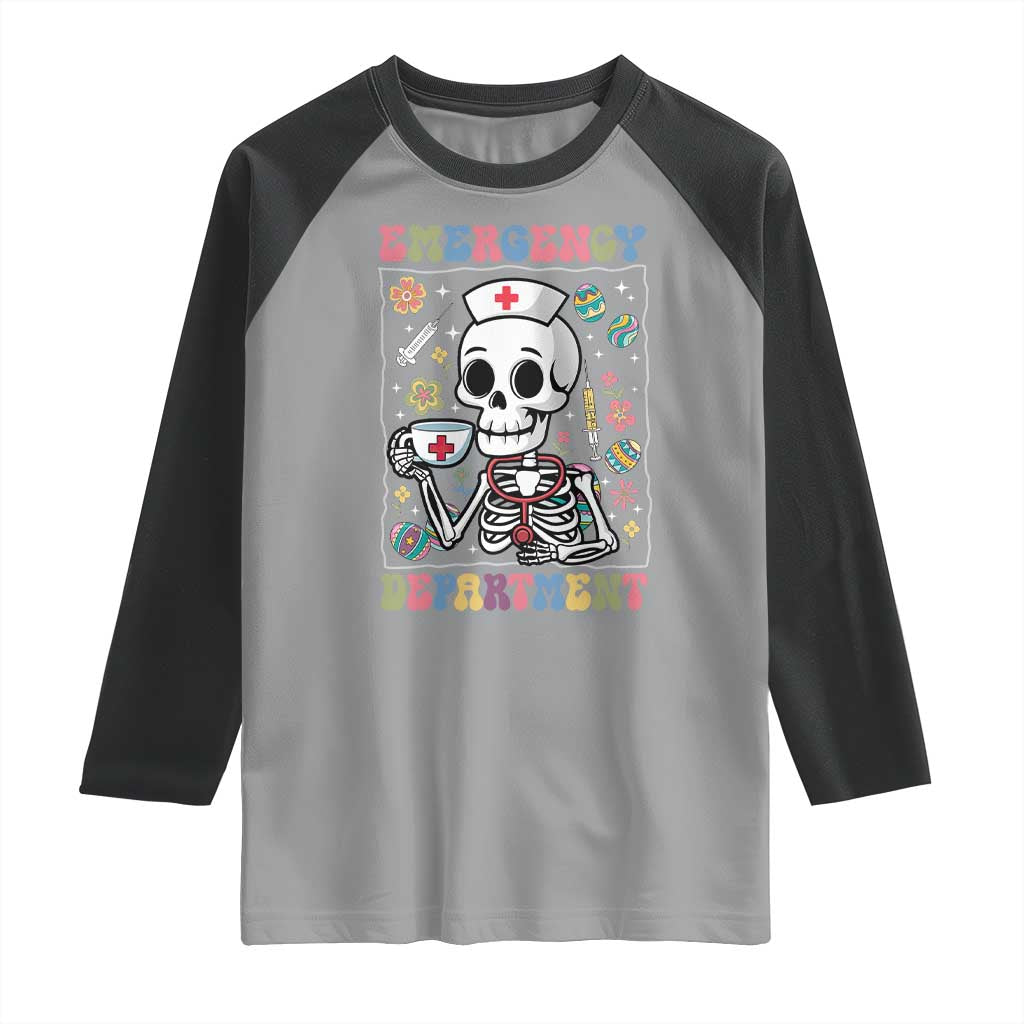 Emergency Department Skeleton Nurse Easter Raglan Shirt ER Nursing Room TS02 Sport Gray Black Print Your Wear