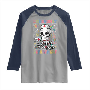 Emergency Department Skeleton Nurse Easter Raglan Shirt ER Nursing Room TS02 Sport Gray Navy Print Your Wear