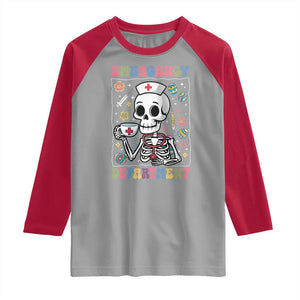 Emergency Department Skeleton Nurse Easter Raglan Shirt ER Nursing Room TS02 Sport Gray Red Print Your Wear