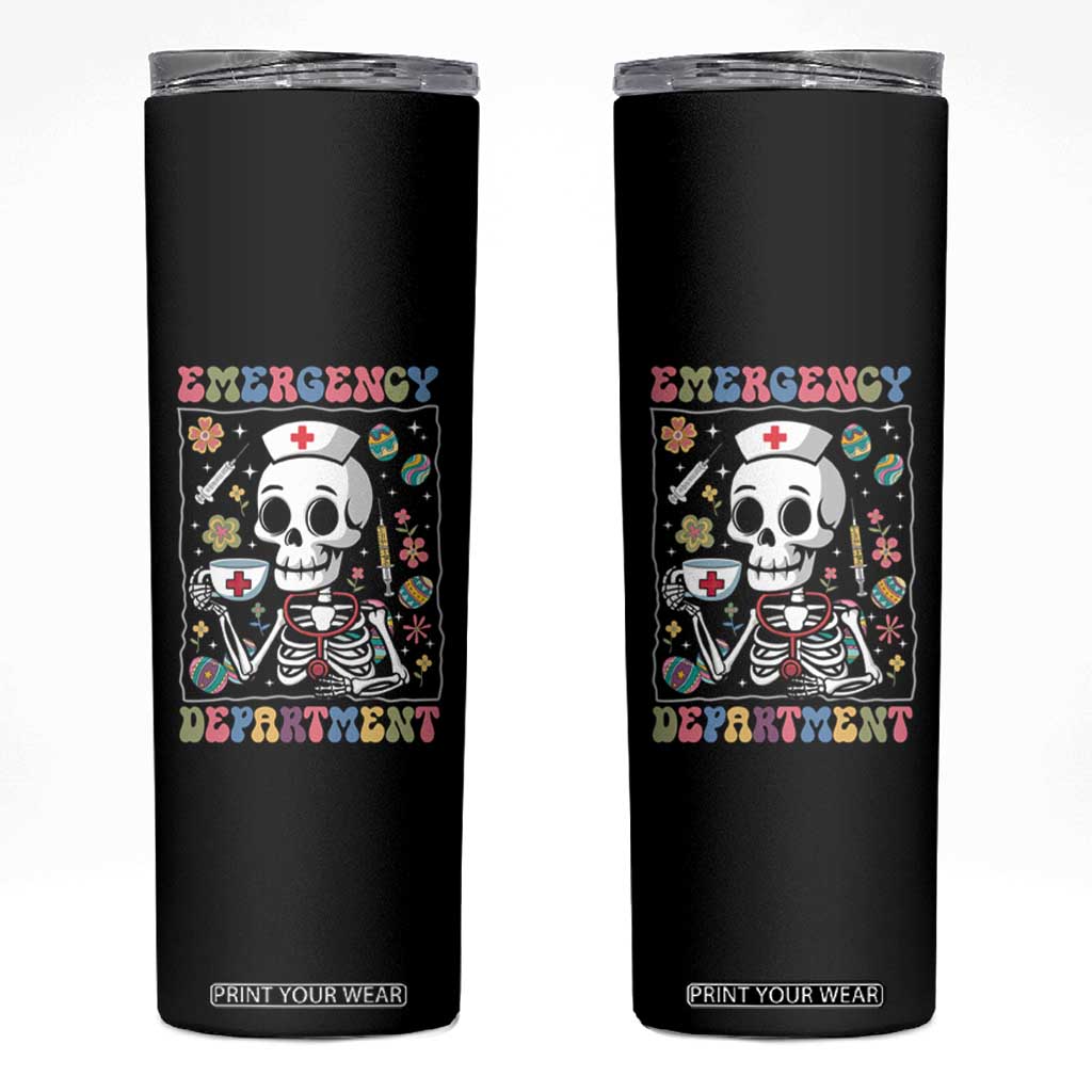 Emergency Department Skeleton Nurse Easter Skinny Tumbler ER Nursing Room TS02 Black Print Your Wear