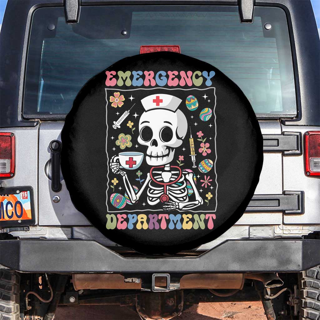 Emergency Department Skeleton Nurse Easter Spare Tire Cover ER Nursing Room TS02 No hole Black Print Your Wear