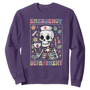 Emergency Department Skeleton Nurse Easter Sweatshirt ER Nursing Room TS02 Purple Print Your Wear