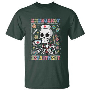 Emergency Department Skeleton Nurse Easter T Shirt ER Nursing Room TS02 Dark Forest Green Print Your Wear