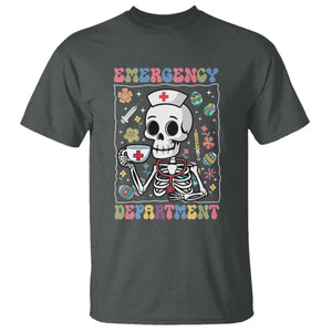 Emergency Department Skeleton Nurse Easter T Shirt ER Nursing Room TS02 Dark Heather Print Your Wear