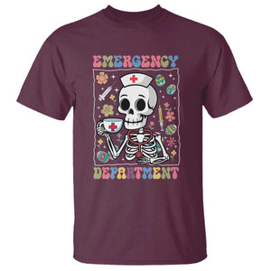 Emergency Department Skeleton Nurse Easter T Shirt ER Nursing Room TS02 Maroon Print Your Wear