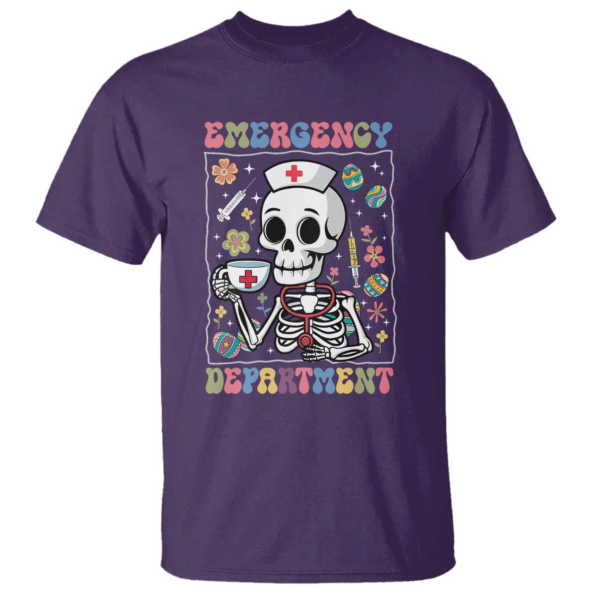 Emergency Department Skeleton Nurse Easter T Shirt ER Nursing Room TS02 Purple Print Your Wear