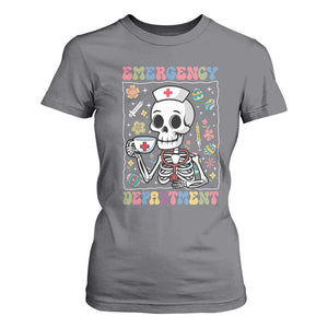 Emergency Department Skeleton Nurse Easter T Shirt For Women ER Nursing Room TS02 Charcoal Print Your Wear