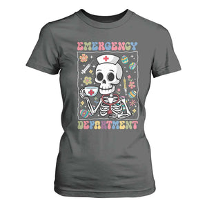 Emergency Department Skeleton Nurse Easter T Shirt For Women ER Nursing Room TS02 Dark Heather Print Your Wear