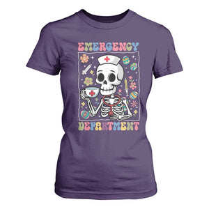 Emergency Department Skeleton Nurse Easter T Shirt For Women ER Nursing Room TS02 Purple Print Your Wear