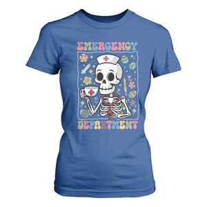 Emergency Department Skeleton Nurse Easter T Shirt For Women ER Nursing Room TS02 Royal Blue Print Your Wear