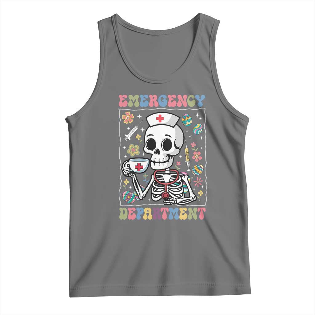Emergency Department Skeleton Nurse Easter Tank Top ER Nursing Room TS02 Black Heather Print Your Wear