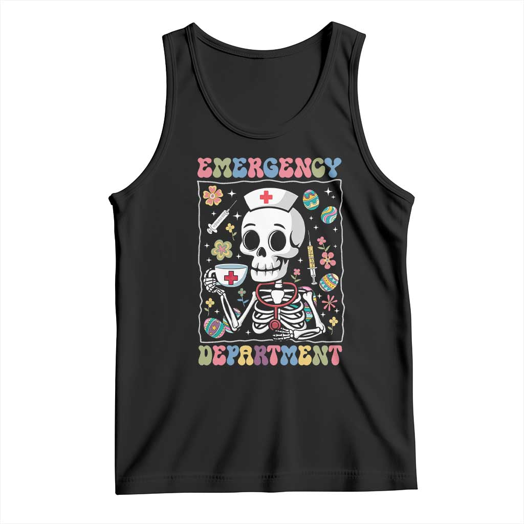 Emergency Department Skeleton Nurse Easter Tank Top ER Nursing Room TS02 Black Print Your Wear