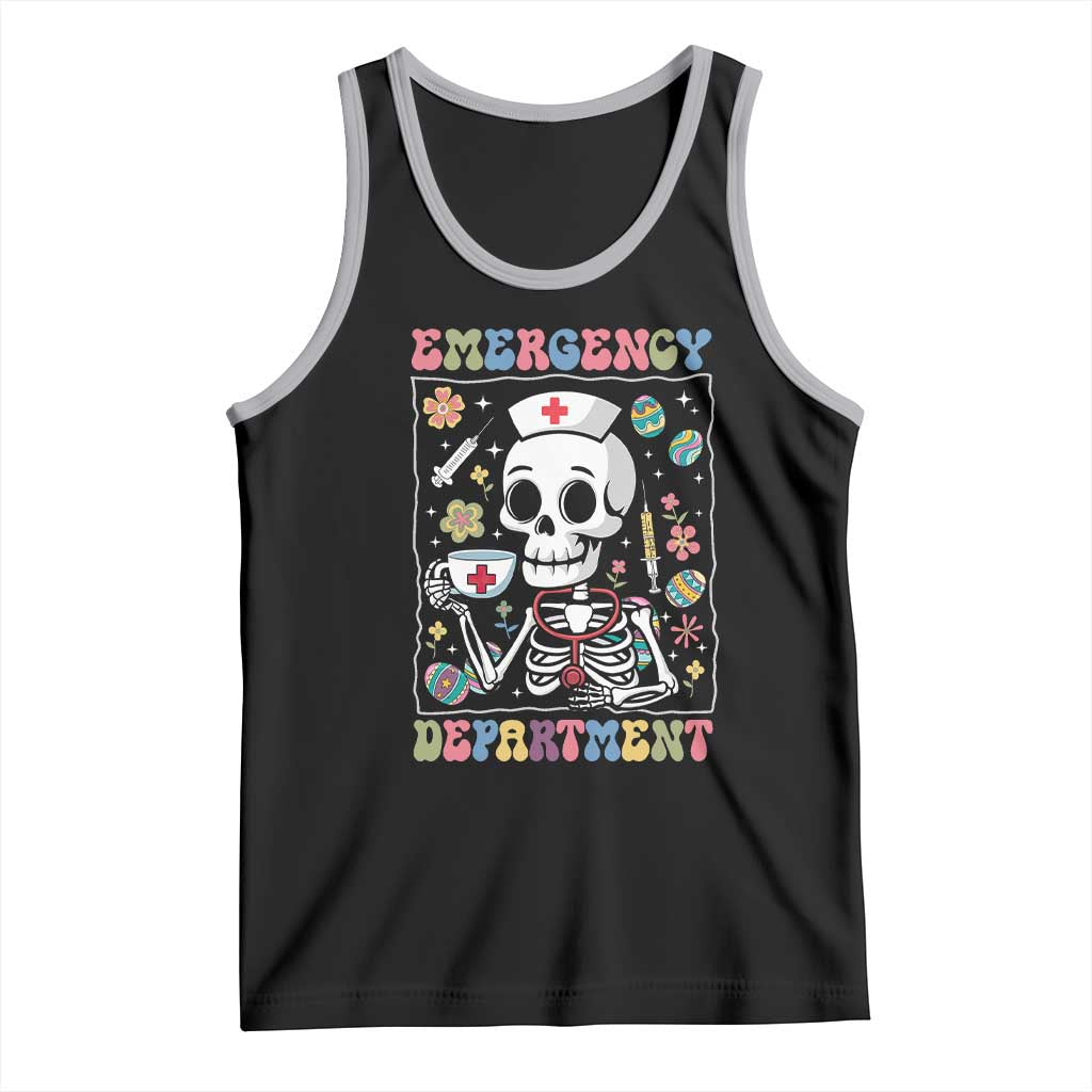 Emergency Department Skeleton Nurse Easter Tank Top ER Nursing Room TS02 Black Athletic Heather Print Your Wear