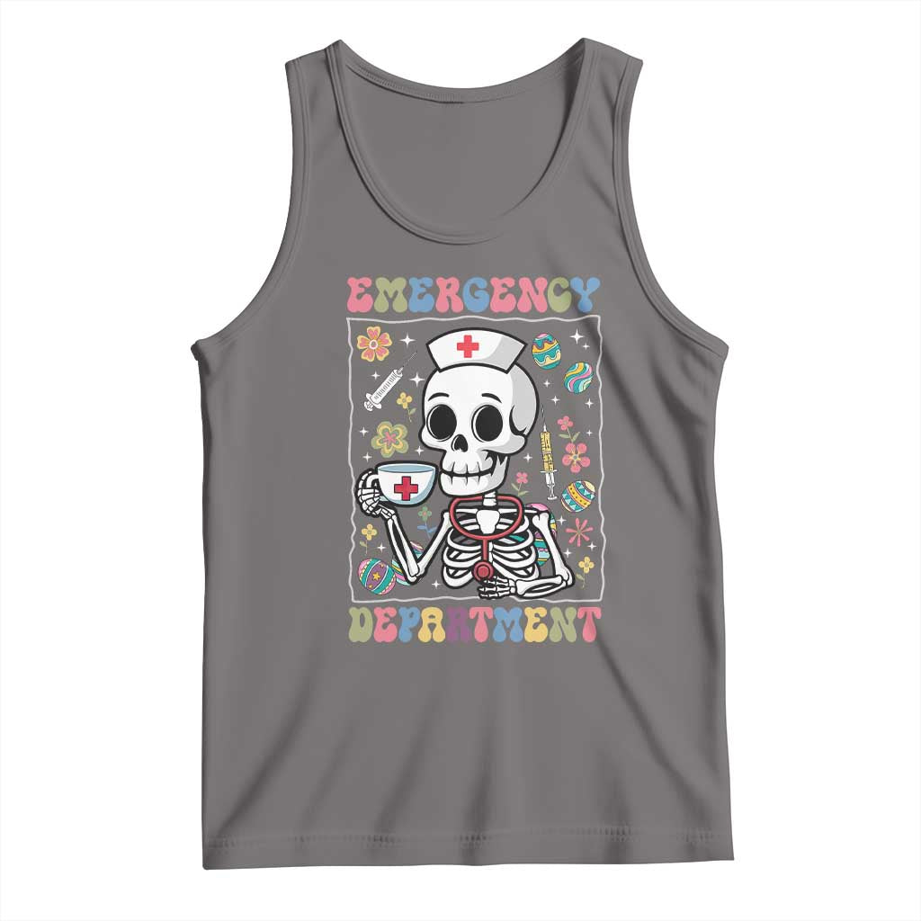 Emergency Department Skeleton Nurse Easter Tank Top ER Nursing Room TS02 Deep Heather Print Your Wear
