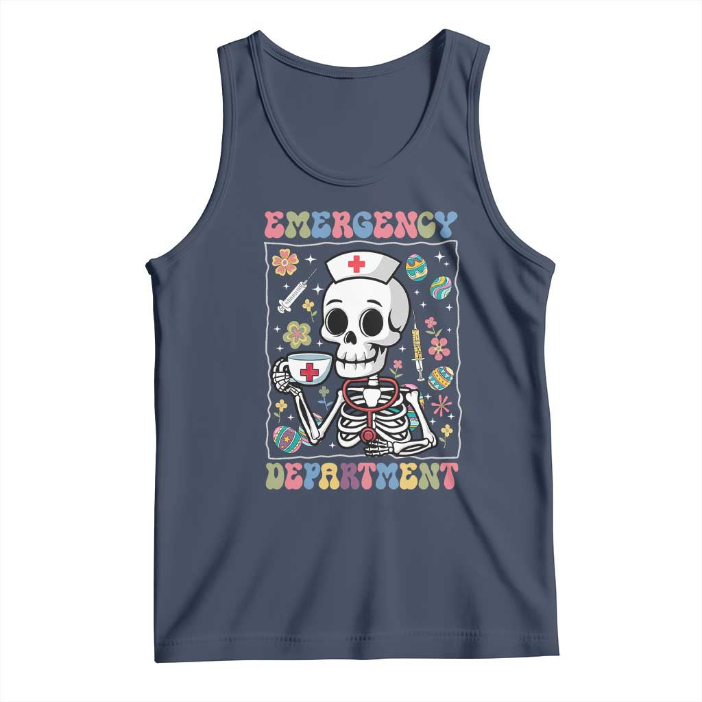 Emergency Department Skeleton Nurse Easter Tank Top ER Nursing Room TS02 Navy Print Your Wear