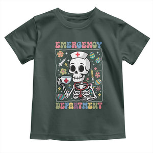 Emergency Department Skeleton Nurse Easter Toddler T Shirt ER Nursing Room TS02 Dark Forest Green Print Your Wear