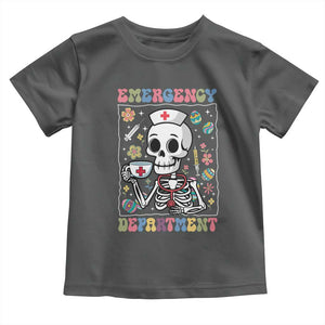Emergency Department Skeleton Nurse Easter Toddler T Shirt ER Nursing Room TS02 Dark Heather Print Your Wear