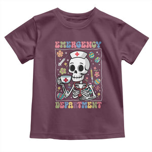 Emergency Department Skeleton Nurse Easter Toddler T Shirt ER Nursing Room TS02 Maroon Print Your Wear