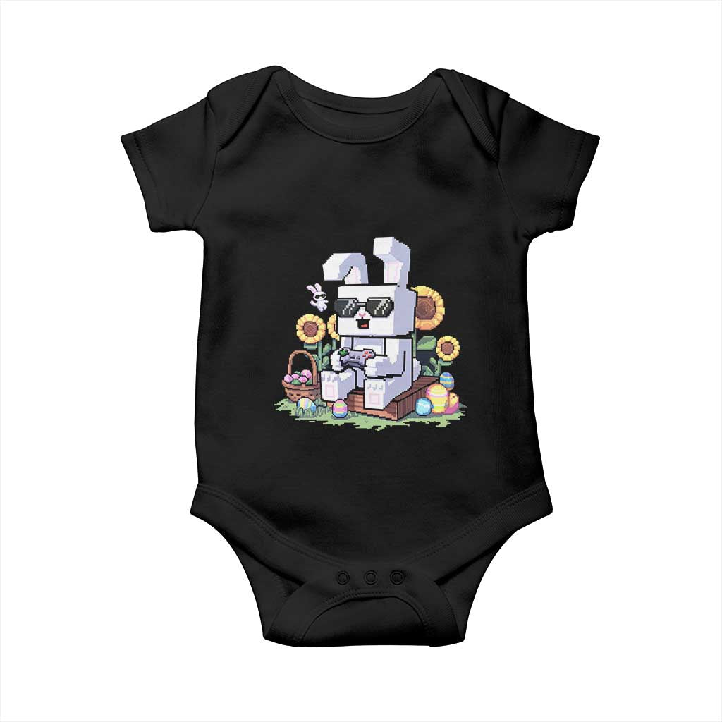 Pixel Art Gamer Bunny Easter Baby Onesie Cool Retro Gaming Vibes TS02 Black Print Your Wear