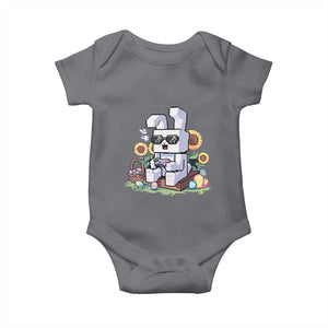 Pixel Art Gamer Bunny Easter Baby Onesie Cool Retro Gaming Vibes TS02 Charcoal Print Your Wear