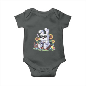 Pixel Art Gamer Bunny Easter Baby Onesie Cool Retro Gaming Vibes TS02 Dark Heather Print Your Wear