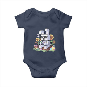 Pixel Art Gamer Bunny Easter Baby Onesie Cool Retro Gaming Vibes TS02 Navy Print Your Wear