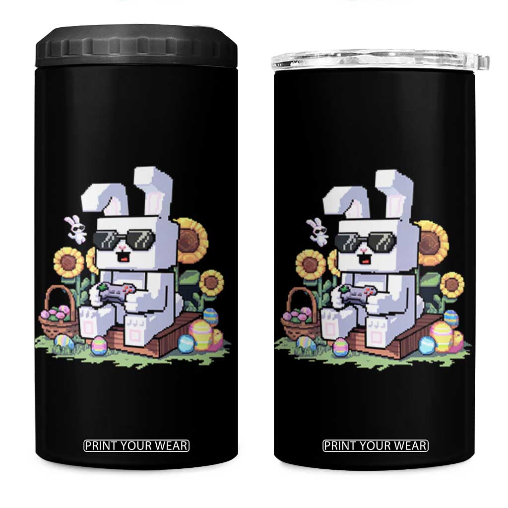 Pixel Art Gamer Bunny Easter 4 in 1 Can Cooler Tumbler Cool Retro Gaming Vibes TS02 One Size: 16 oz Black Print Your Wear