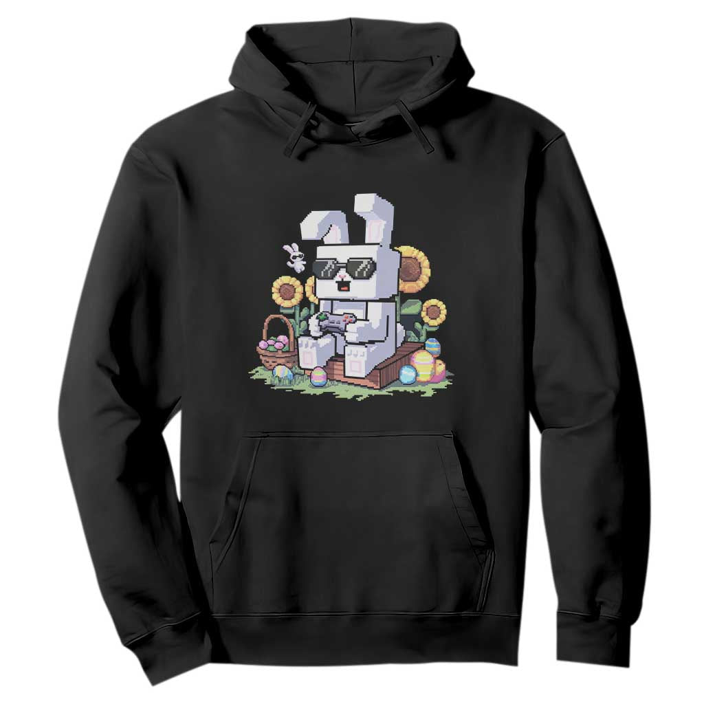 Pixel Art Gamer Bunny Easter Hoodie Cool Retro Gaming Vibes TS02 Black Print Your Wear