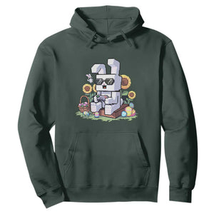 Pixel Art Gamer Bunny Easter Hoodie Cool Retro Gaming Vibes TS02 Dark Forest Green Print Your Wear