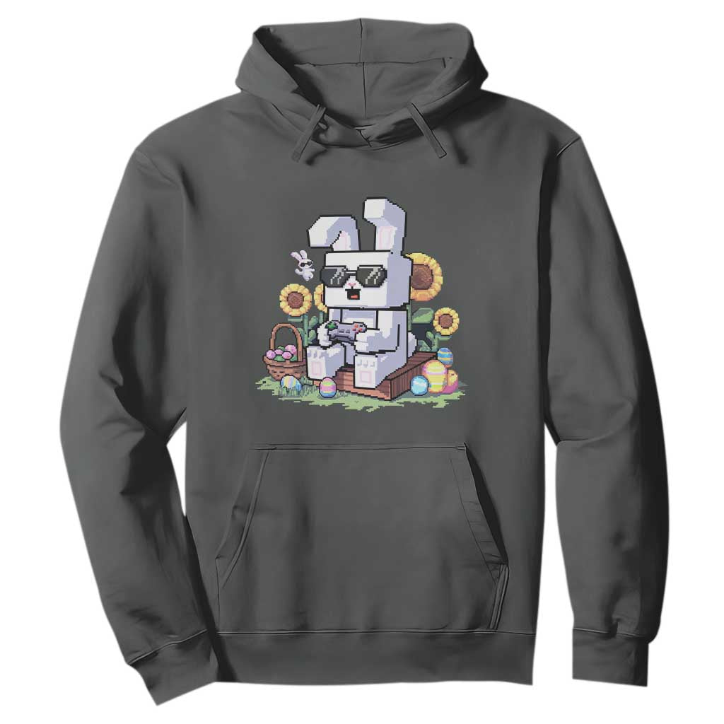 Pixel Art Gamer Bunny Easter Hoodie Cool Retro Gaming Vibes TS02 Dark Heather Print Your Wear