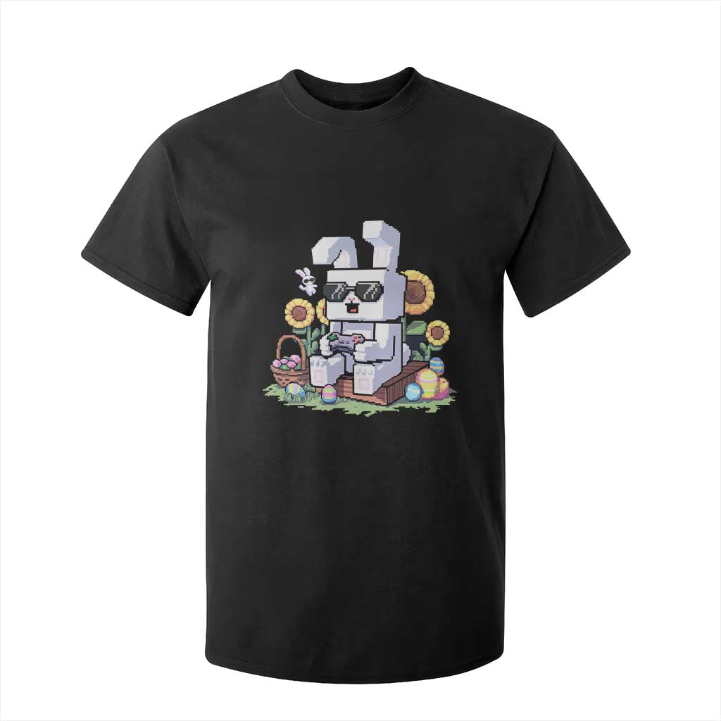 Pixel Art Gamer Bunny Easter T Shirt For Kid Cool Retro Gaming Vibes TS02 Black Print Your Wear
