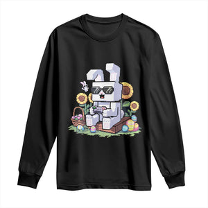 Pixel Art Gamer Bunny Easter Long Sleeve Shirt Cool Retro Gaming Vibes TS02 Black Print Your Wear