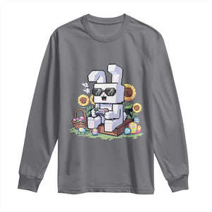 Pixel Art Gamer Bunny Easter Long Sleeve Shirt Cool Retro Gaming Vibes TS02 Charcoal Print Your Wear