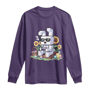 Pixel Art Gamer Bunny Easter Long Sleeve Shirt Cool Retro Gaming Vibes TS02 Purple Print Your Wear