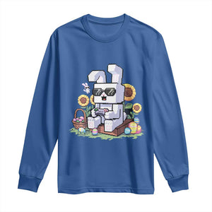 Pixel Art Gamer Bunny Easter Long Sleeve Shirt Cool Retro Gaming Vibes TS02 Royal Blue Print Your Wear
