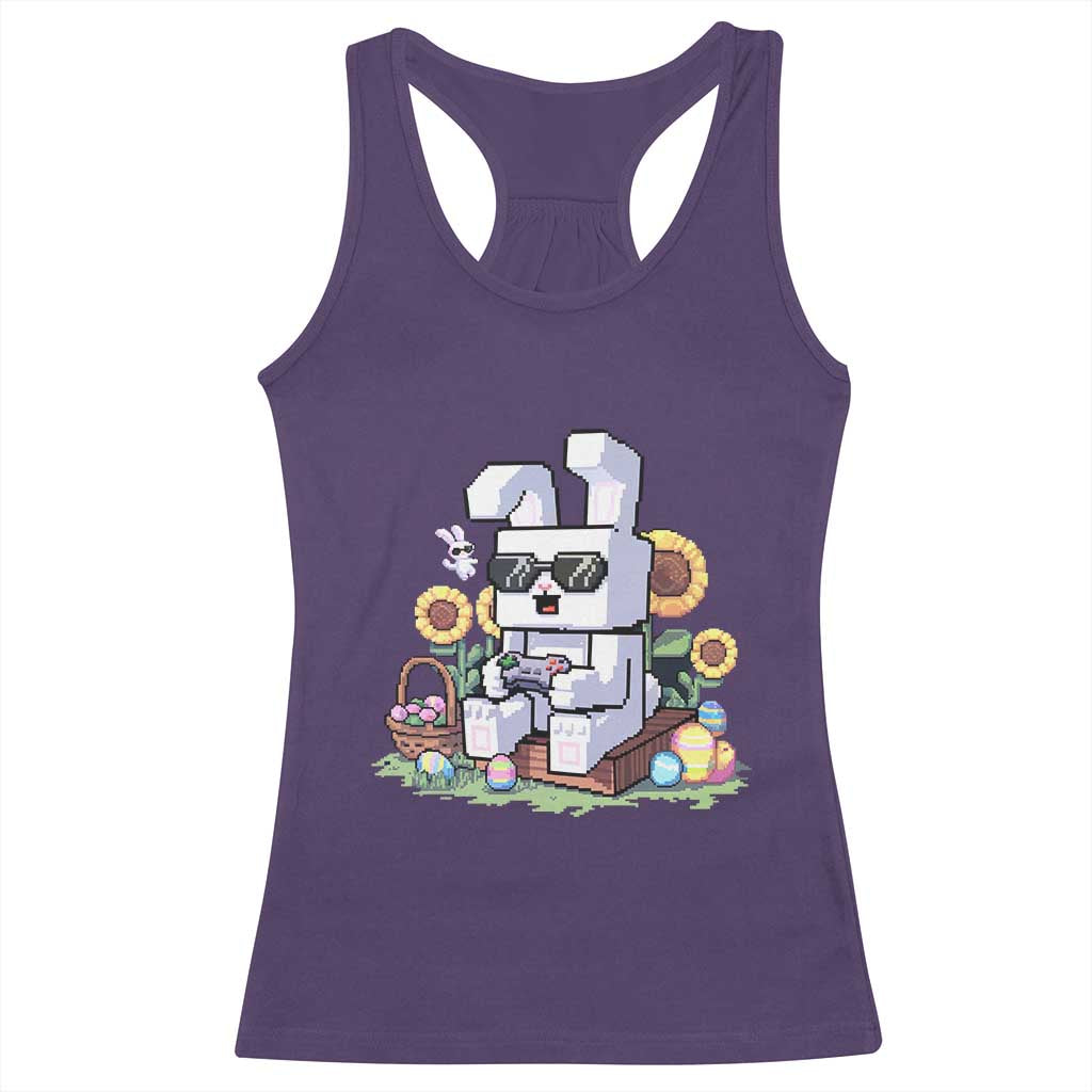 Pixel Art Gamer Bunny Easter Racerback Tank Top Cool Retro Gaming Vibes TS02 Purple Print Your Wear