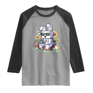 Pixel Art Gamer Bunny Easter Raglan Shirt Cool Retro Gaming Vibes TS02 Sport Gray Black Print Your Wear
