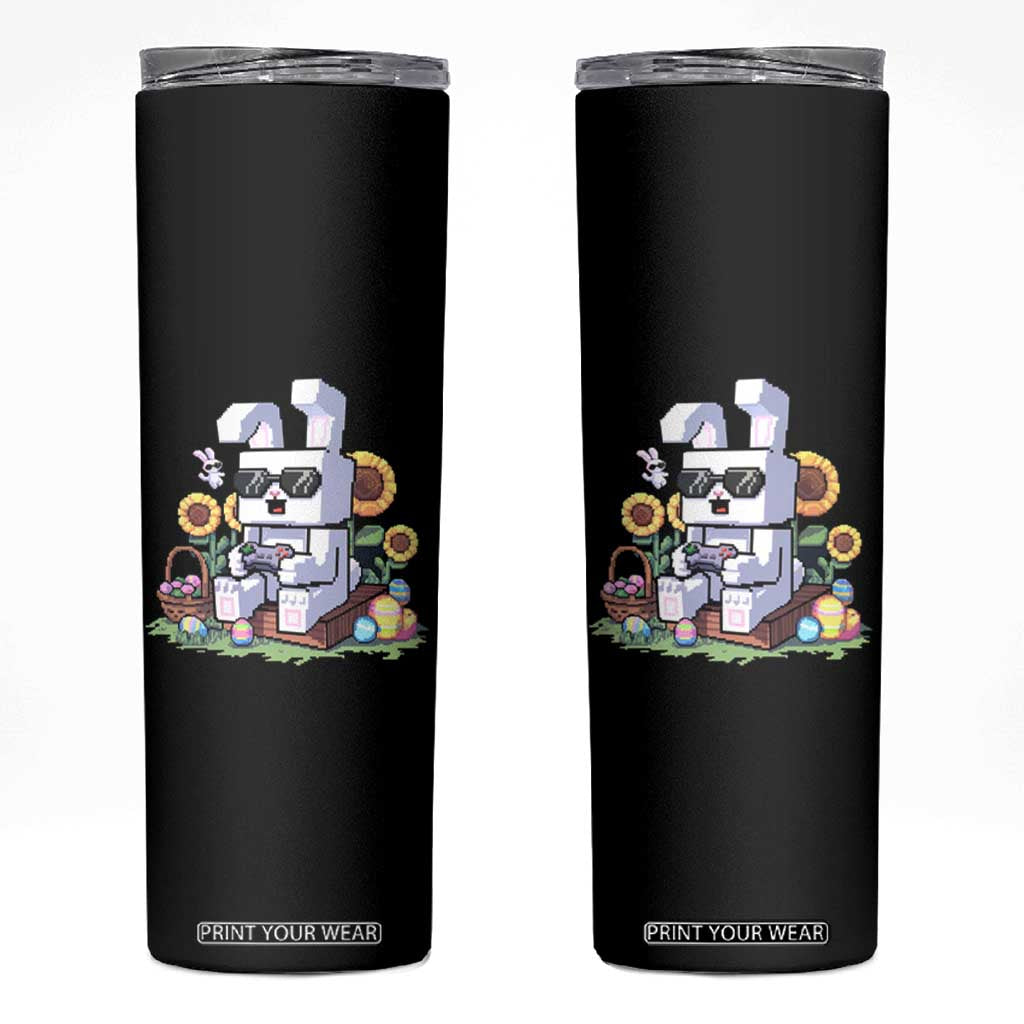 Pixel Art Gamer Bunny Easter Skinny Tumbler Cool Retro Gaming Vibes TS02 Black Print Your Wear