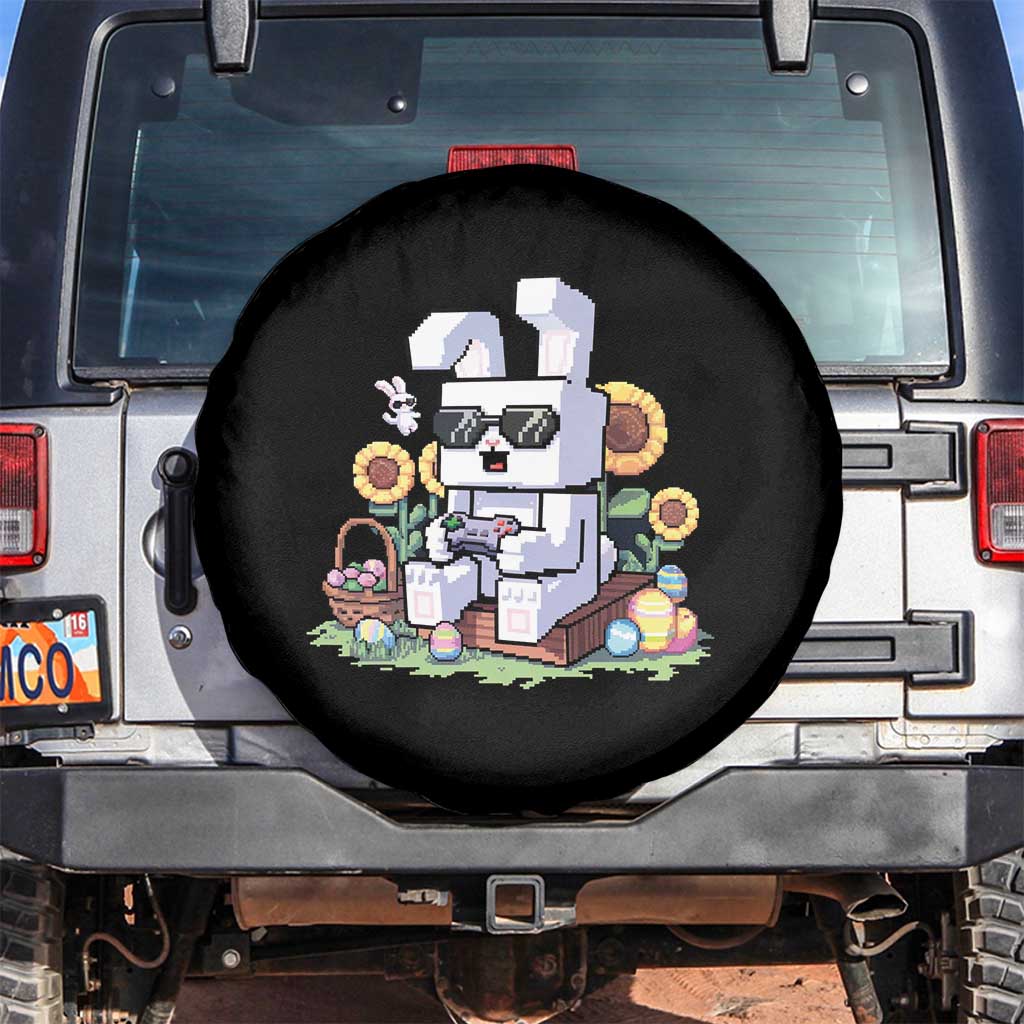 Pixel Art Gamer Bunny Easter Spare Tire Cover Cool Retro Gaming Vibes TS02 No hole Black Print Your Wear