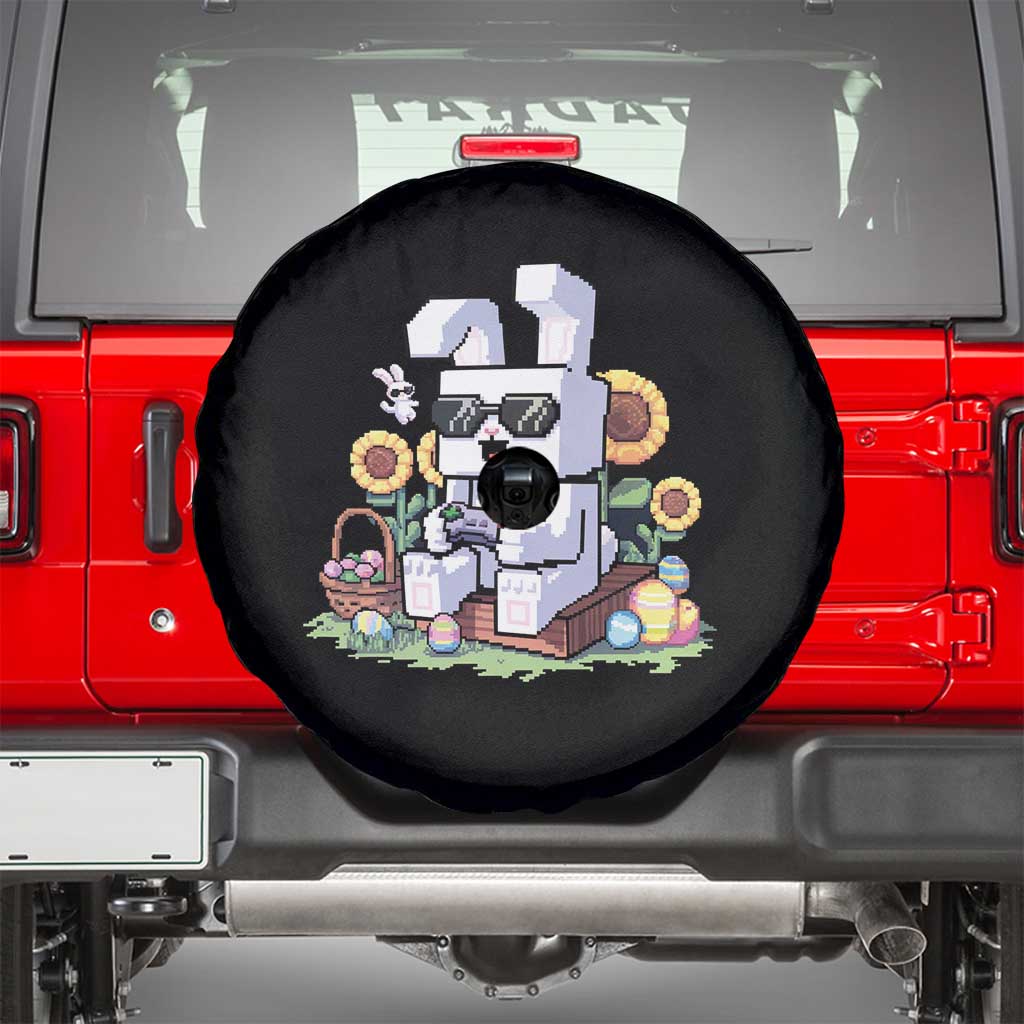 Pixel Art Gamer Bunny Easter Spare Tire Cover Cool Retro Gaming Vibes TS02 Black Print Your Wear