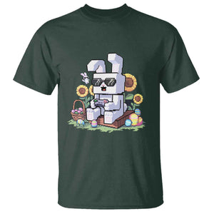 Pixel Art Gamer Bunny Easter T Shirt Cool Retro Gaming Vibes TS02 Dark Forest Green Print Your Wear
