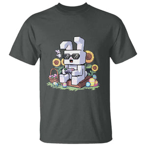 Pixel Art Gamer Bunny Easter T Shirt Cool Retro Gaming Vibes TS02 Dark Heather Print Your Wear
