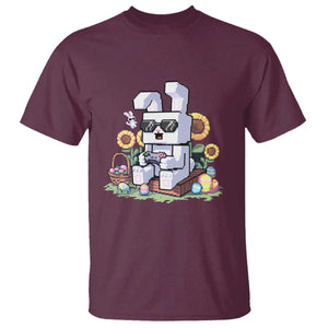 Pixel Art Gamer Bunny Easter T Shirt Cool Retro Gaming Vibes TS02 Maroon Print Your Wear