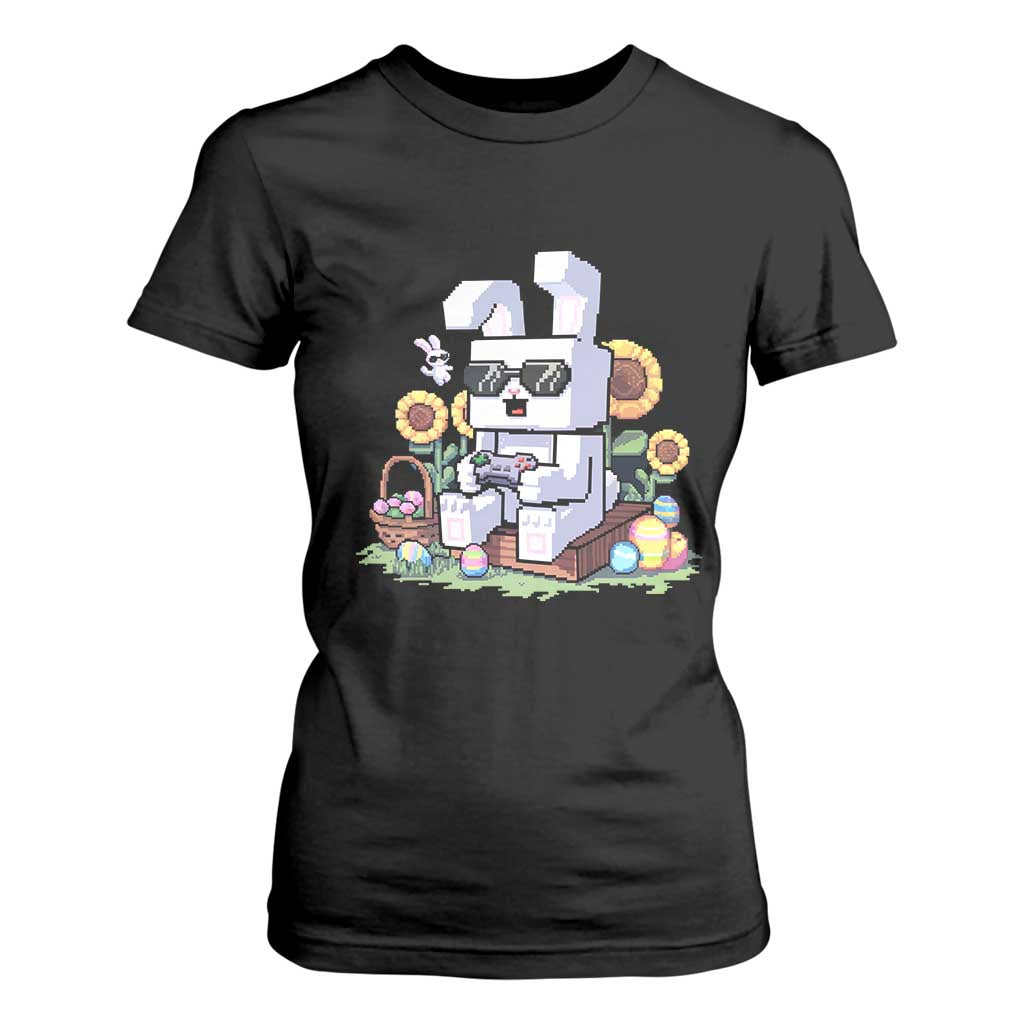 Pixel Art Gamer Bunny Easter T Shirt For Women Cool Retro Gaming Vibes TS02 Black Print Your Wear