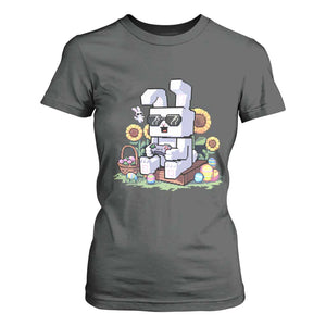 Pixel Art Gamer Bunny Easter T Shirt For Women Cool Retro Gaming Vibes TS02 Dark Heather Print Your Wear