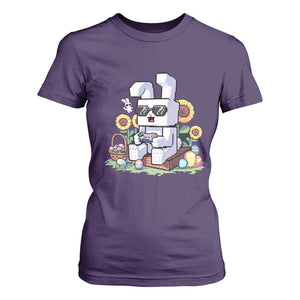 Pixel Art Gamer Bunny Easter T Shirt For Women Cool Retro Gaming Vibes TS02 Purple Print Your Wear